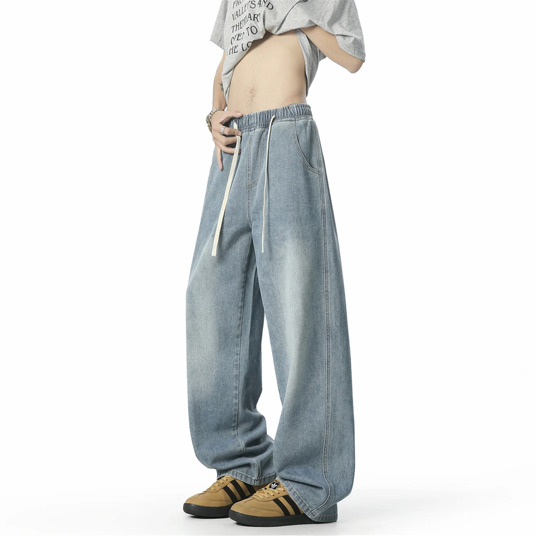 York Zoom夏季新款轻薄透气牛仔裤男长裤冰丝凉感宽松水洗薄款