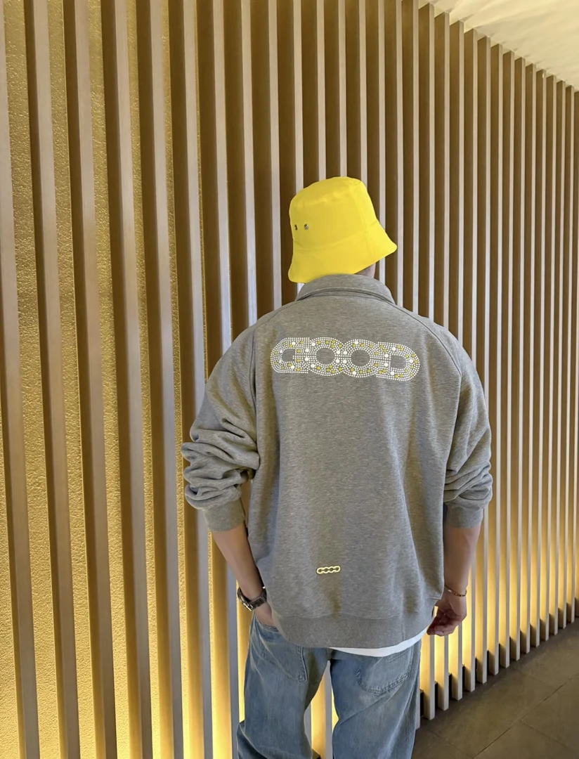 徐海乔同款GOODBRAND GB珍珠烫钻polo领重磅长袖卫衣男女情侣同款