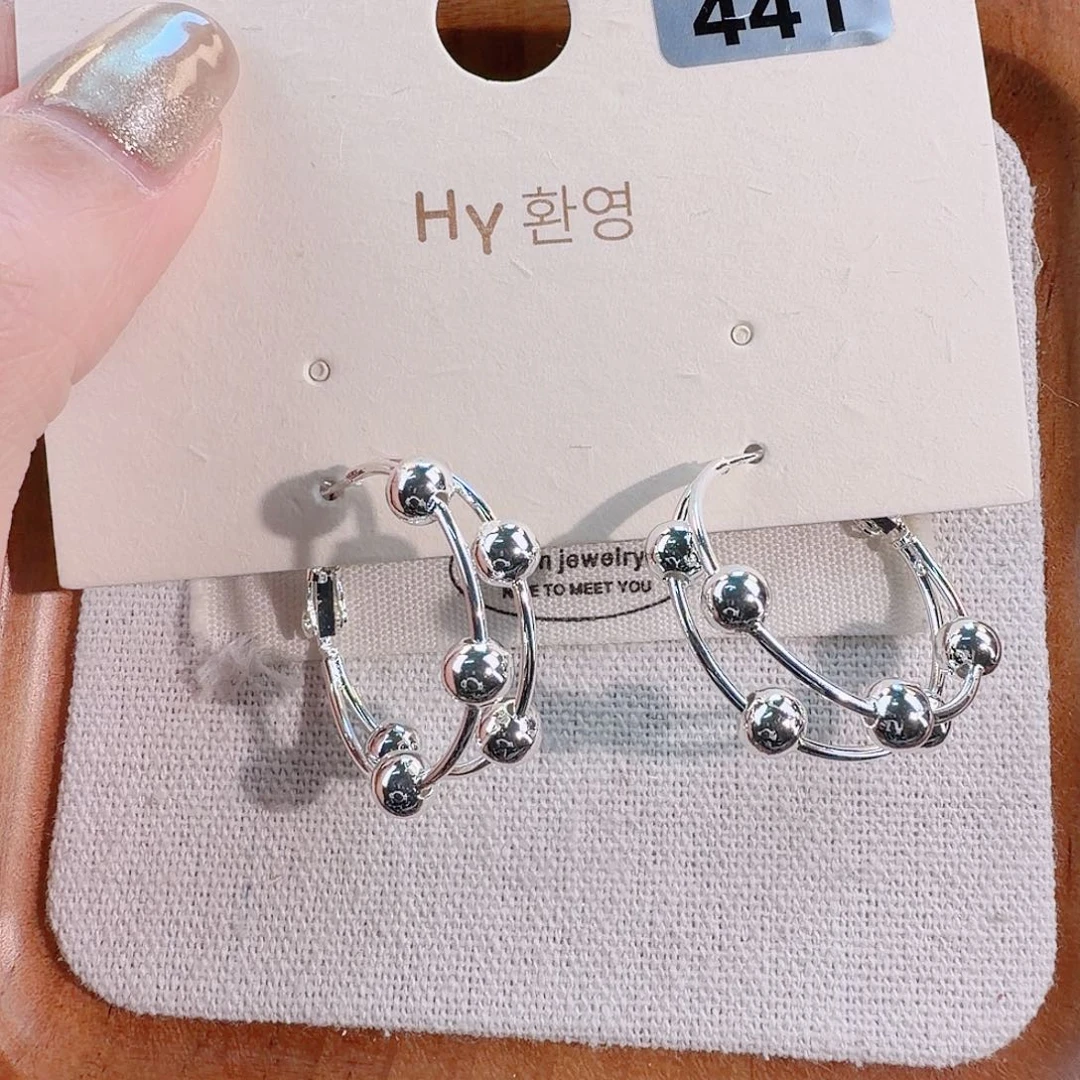 仿珍珠铜合金925银耳圈