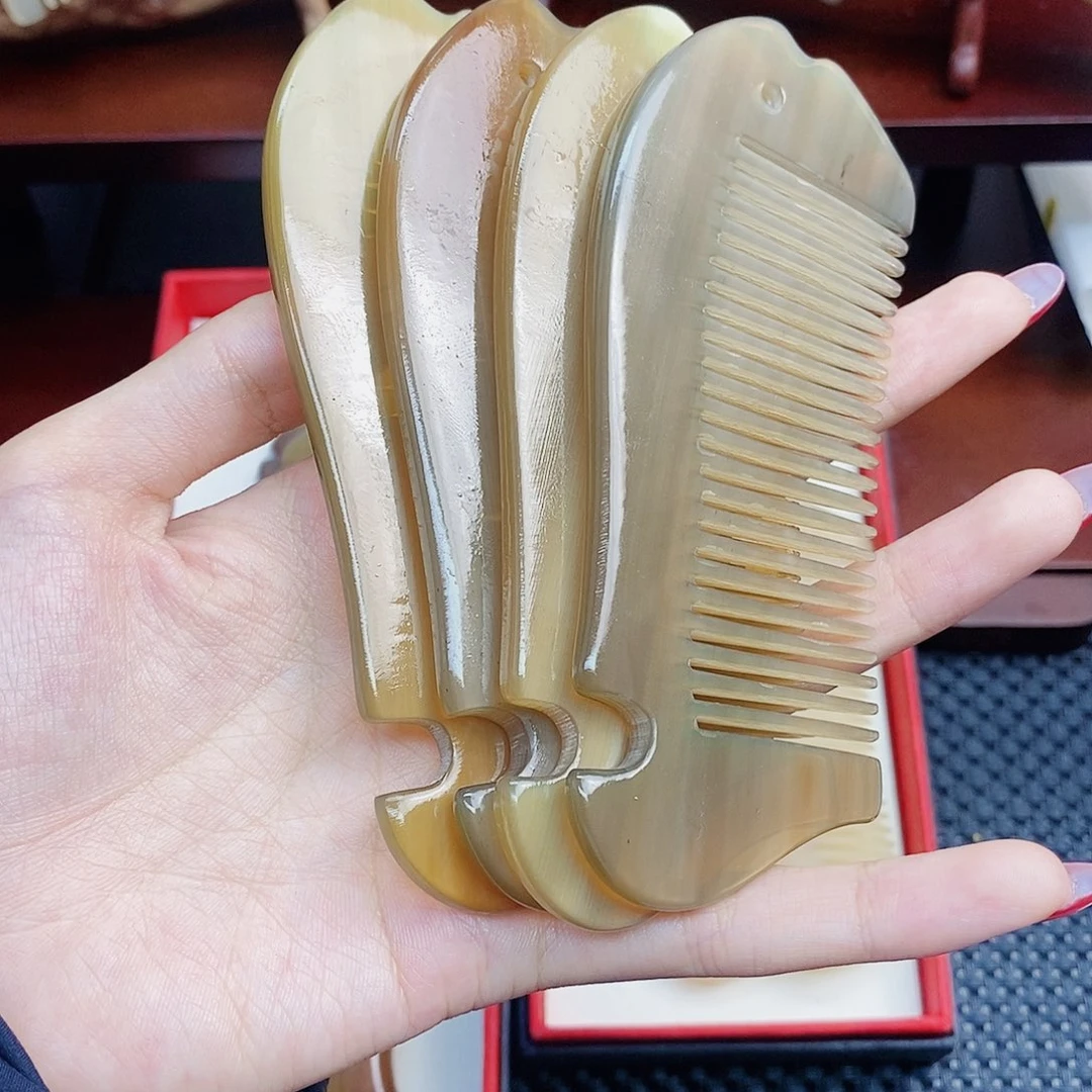 纯手工制作纯牛角梳子