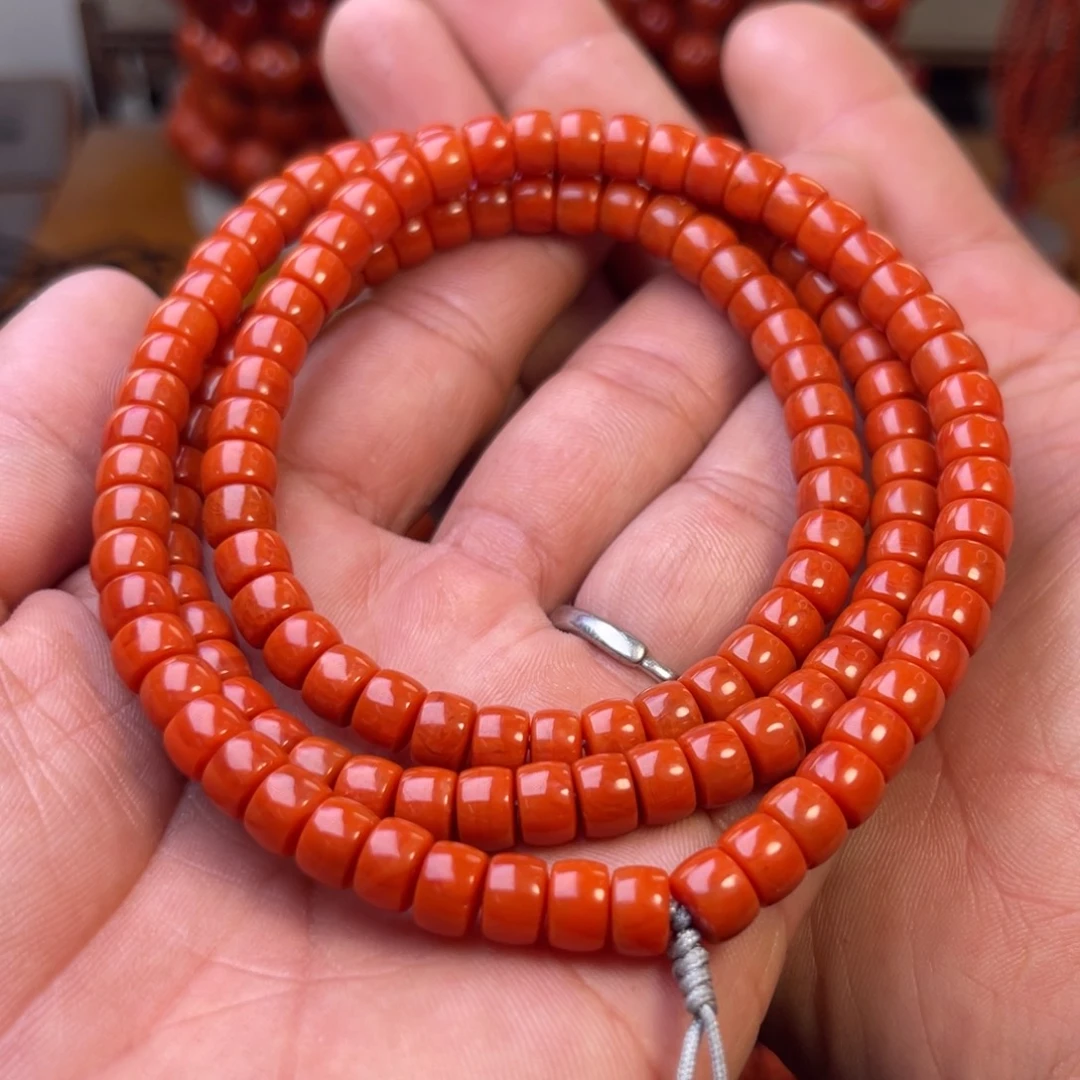 南红玛瑙未镶嵌川料精工直切108卡7➕