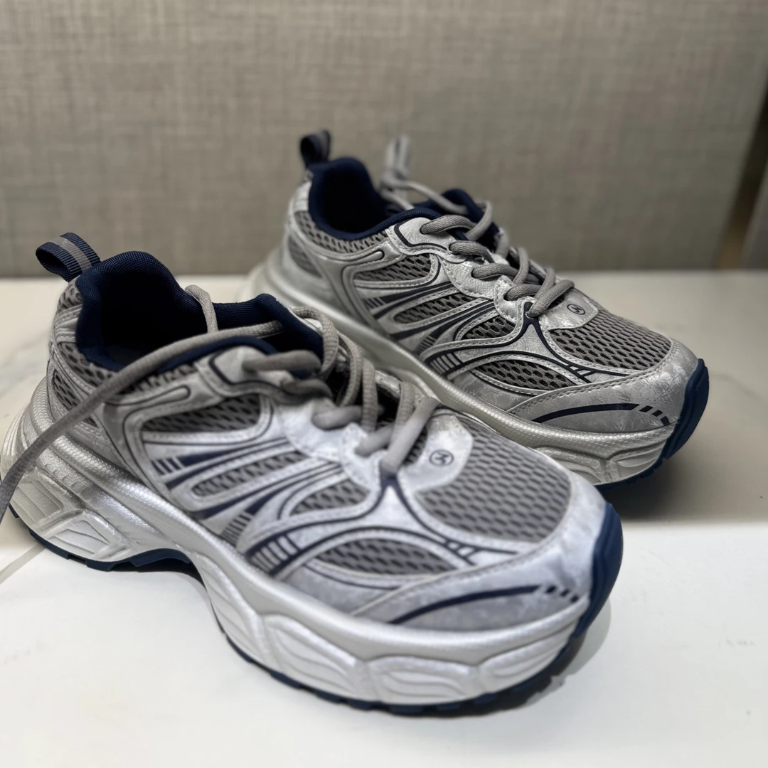 新品银色高级感百搭舒适老爹鞋运动鞋1108-19