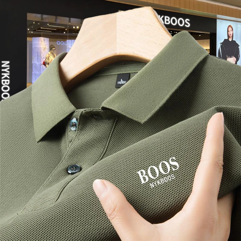 【少量现货】欧式轻奢正品翻领中老年男士短袖优质丝光棉polo衫