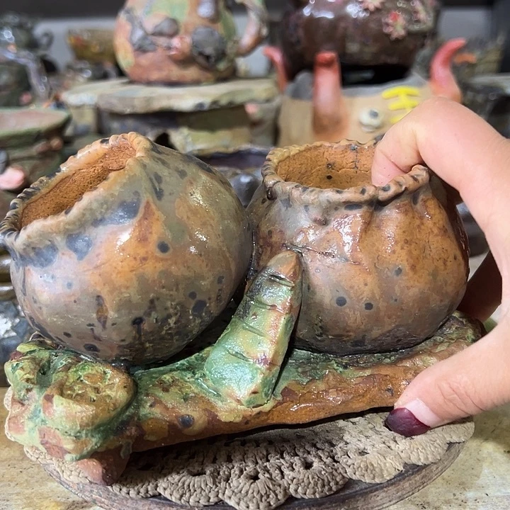 手工粗陶高温花盆