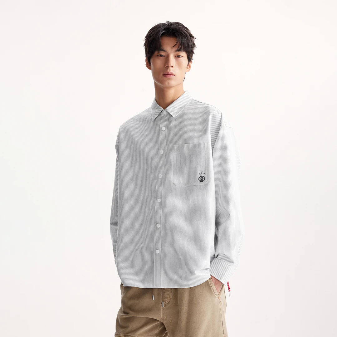 【衣启赢运】杰克琼斯男士条纹长袖衬衫纯棉舒适潮老钱风男装高级感