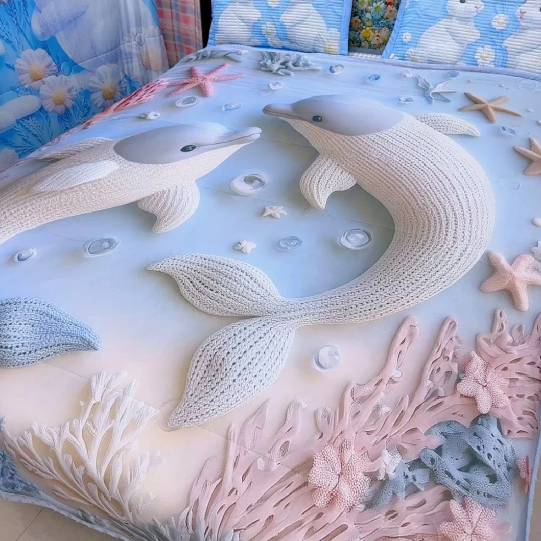 5D立体印花凉感丝单双人夏凉被学生宿舍冰激凌空调被凉豆豆可机洗