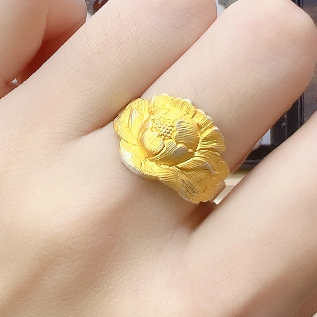 足银无足银牡丹花戒指