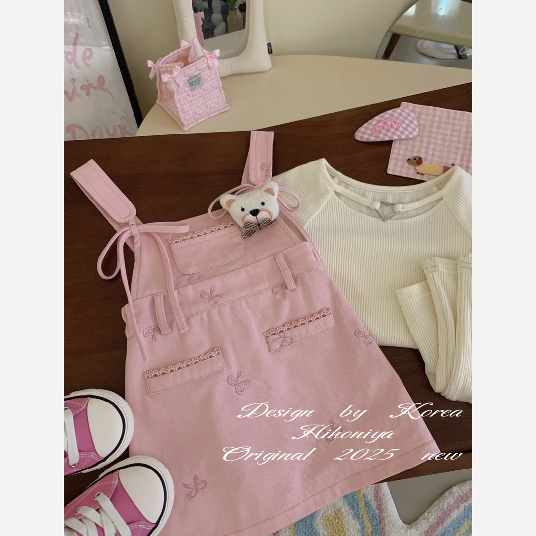 Q【樱花甜糕】二Hihoniya~2025夏季欧若风亲子粉减龄蝴蝶结背带套装