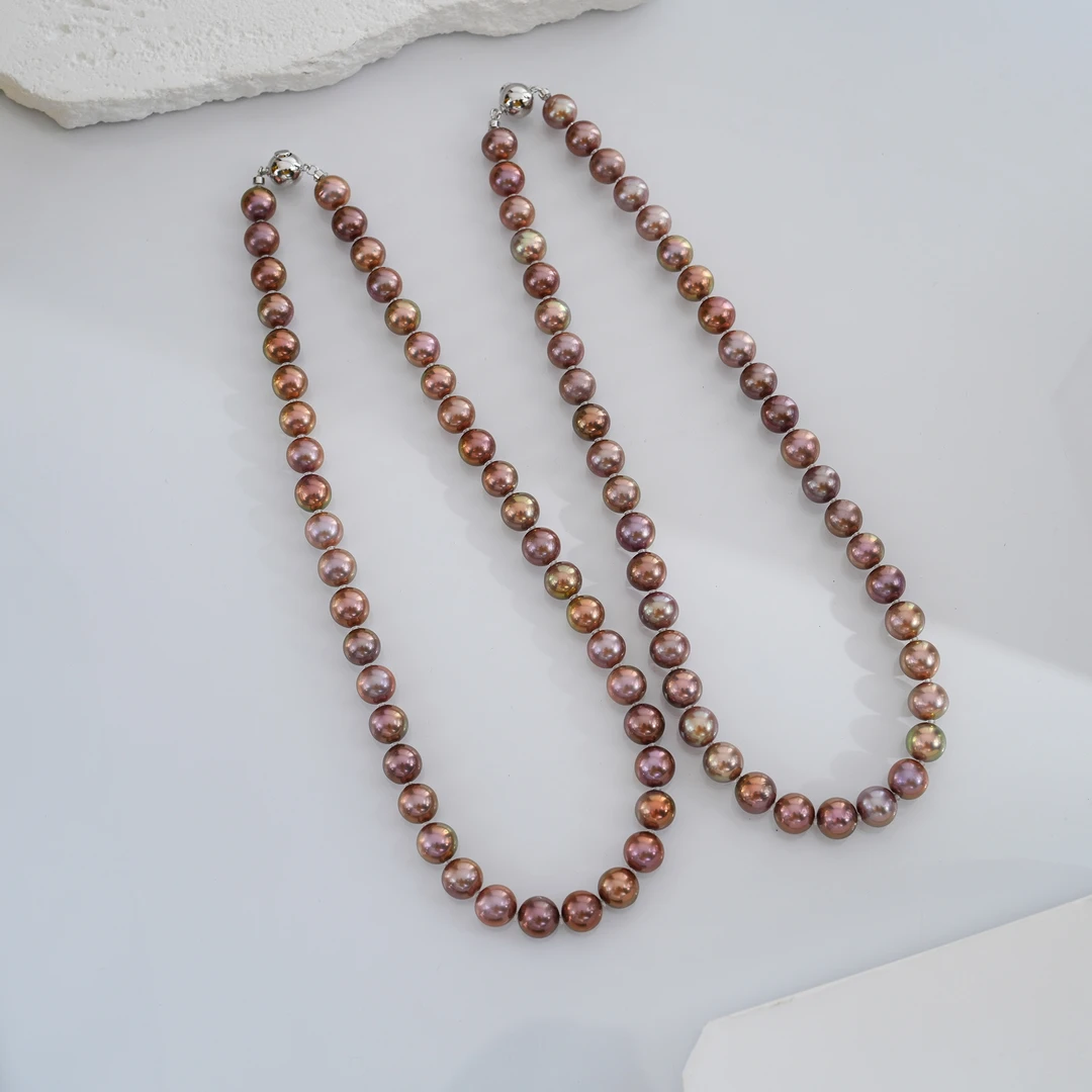 【火烧云龙珠项链】9-10mm淡水珍珠银S925满珠项链多样性发1