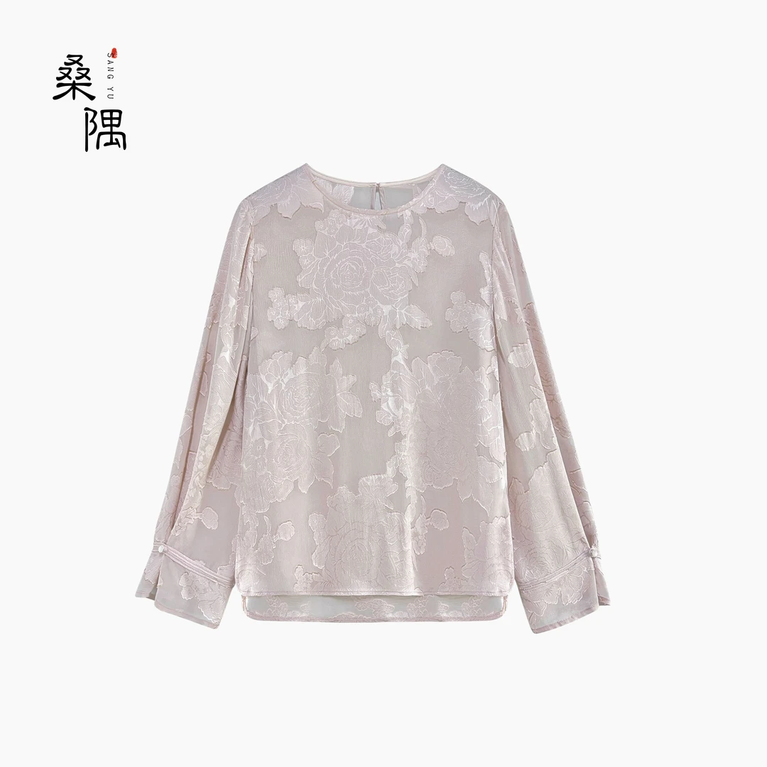 【】新中式复古时尚宽松圆领老钱衬衫长袖上衣24013-3