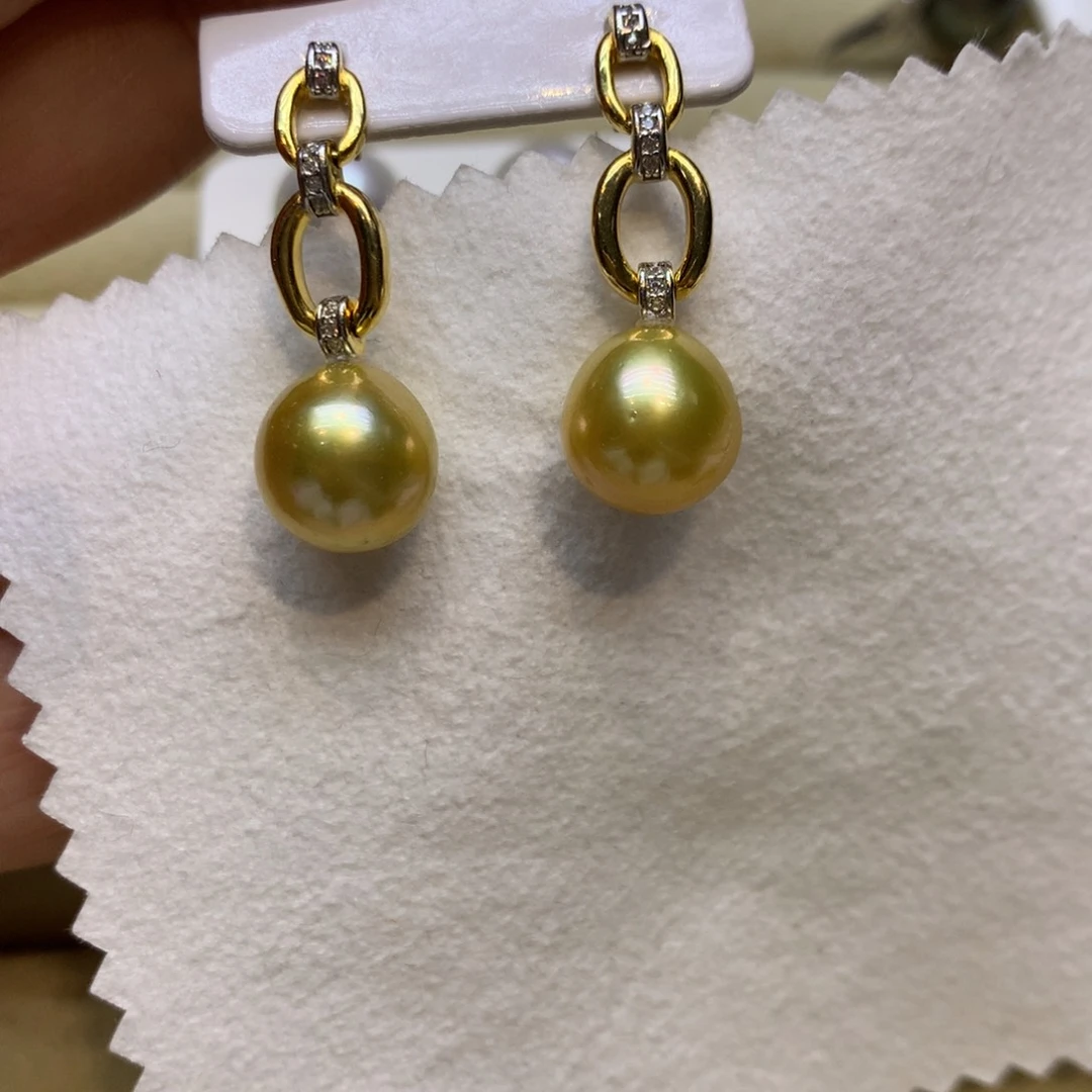 银S925镶嵌耳饰海水珍珠