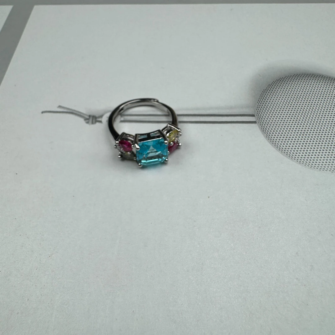 铜合金合成锆石戒指 蓝色时尚绿色复古彩色紫色中古镶嵌戒指jz649