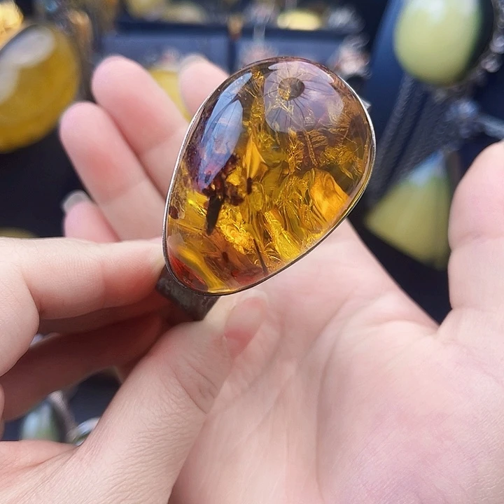 琥珀银S925镶嵌裸石