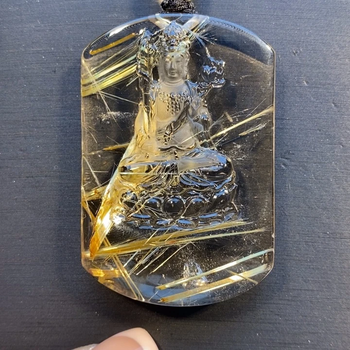 悟***~未镶嵌发晶颈饰高品质钛晶虚空藏菩萨吊坠