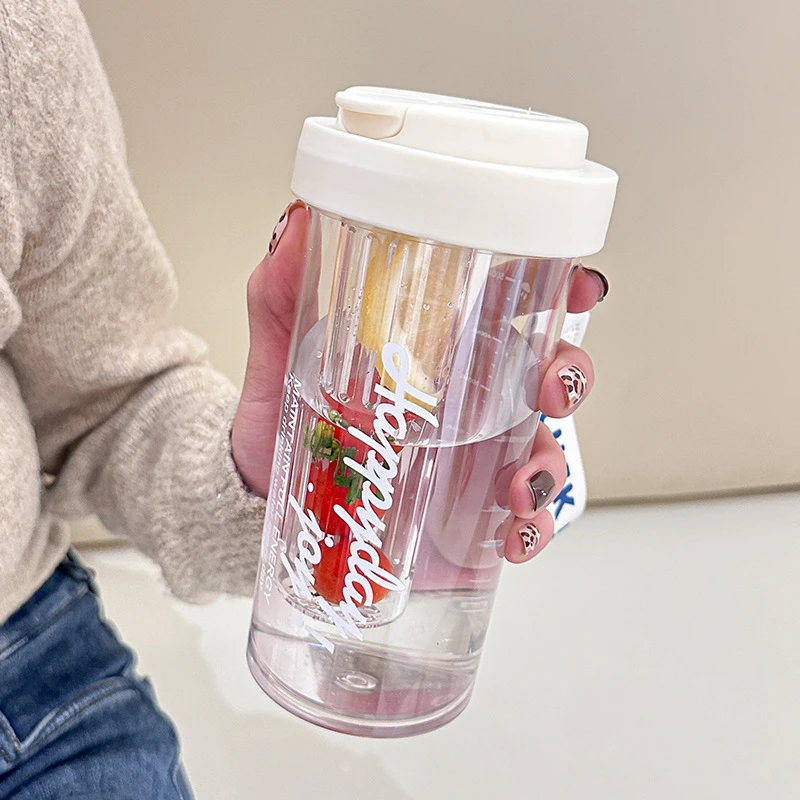 夏季耐高温运动水杯过滤茶水分离杯高级花茶杯便携塑料双饮杯
