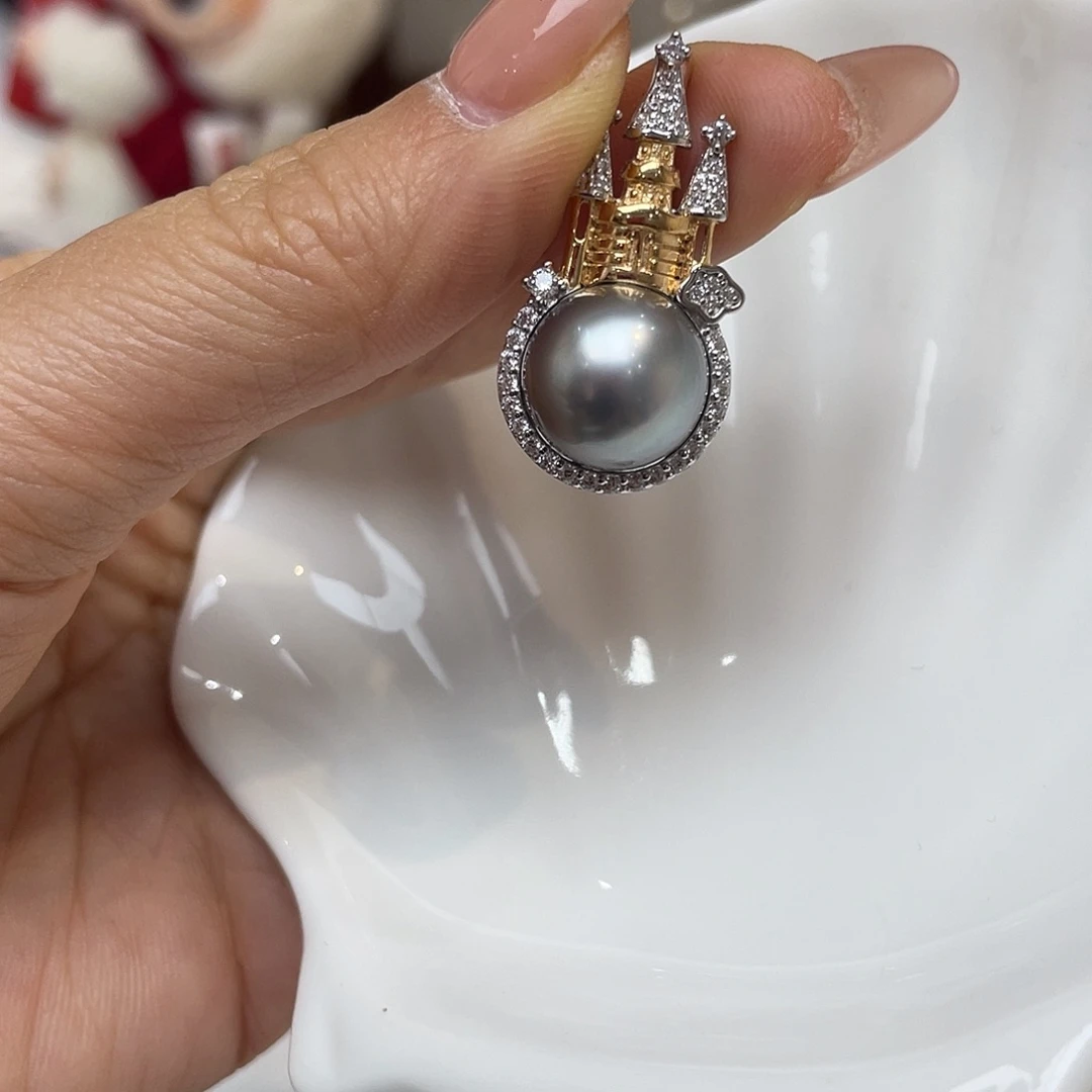 海水珍珠银S925镶嵌吊坠(不含链)