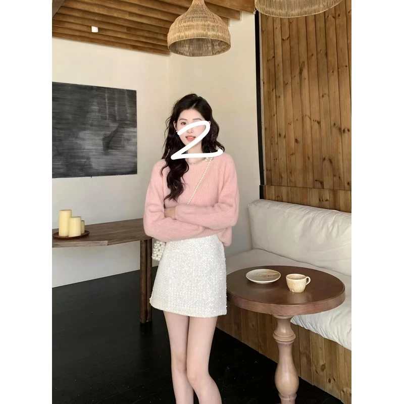 【运费补贴～现发】法式温柔风镂空珍珠挂脖针织毛衣女装秋冬季新款