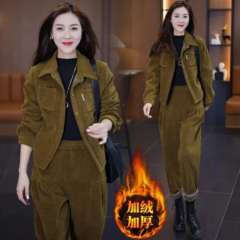 改良款，下单前请看实物时尚气质洋气开衫百搭休闲套装女年秋冬季