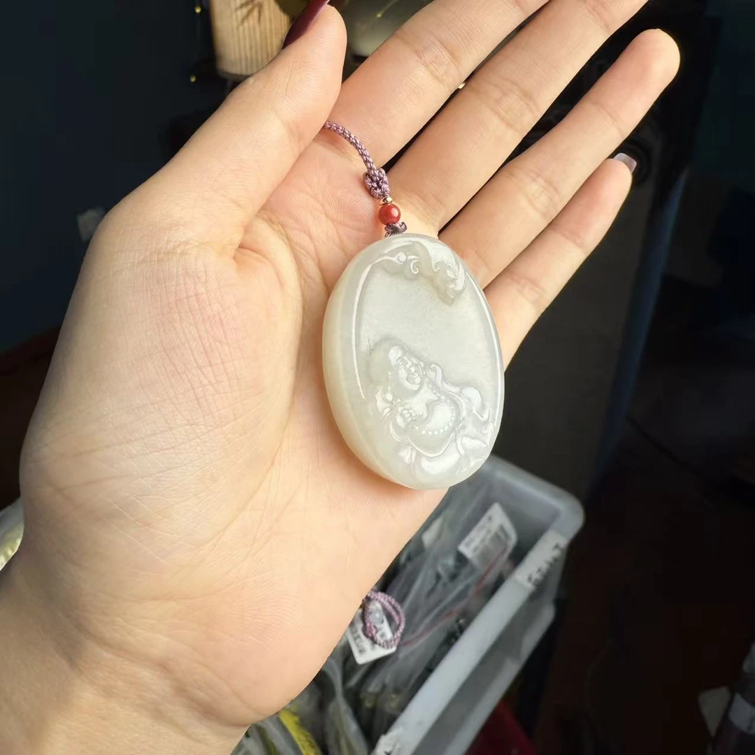 【德巧家】和田玉烟紫吊坠