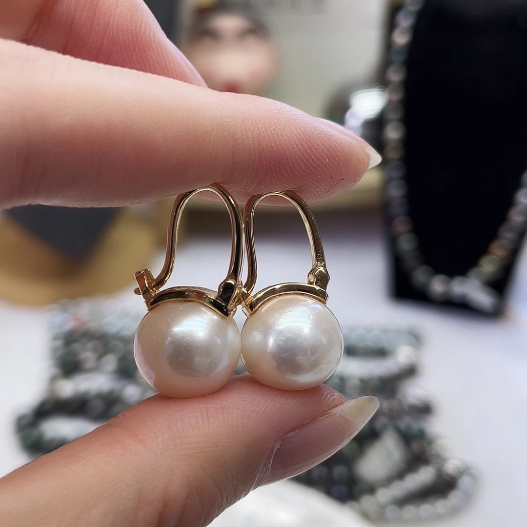 银S925镶嵌淡水珍珠耳饰