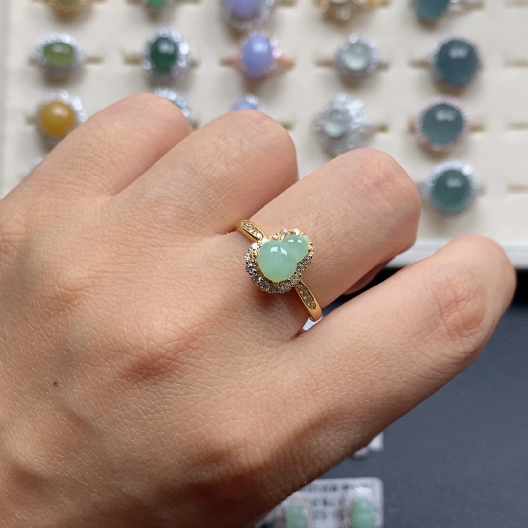 翡翠戒指银S925镶嵌戒指