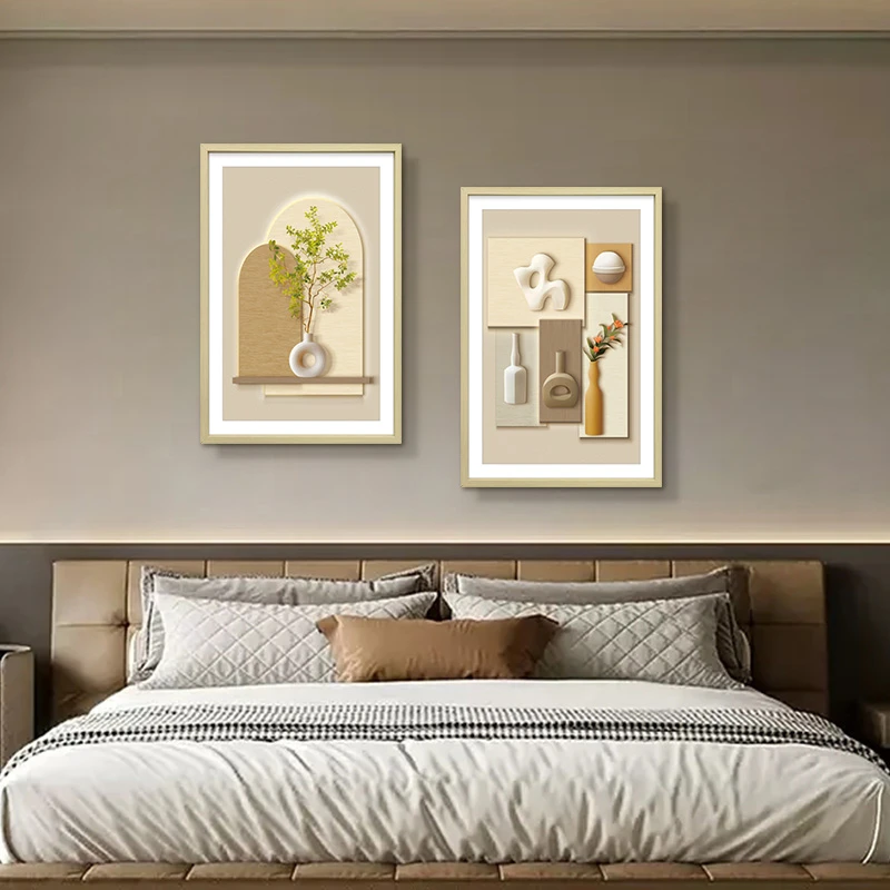 现代简约瓶子两联装饰画餐厅走廊过道尽头挂画瓶子花瓶4060