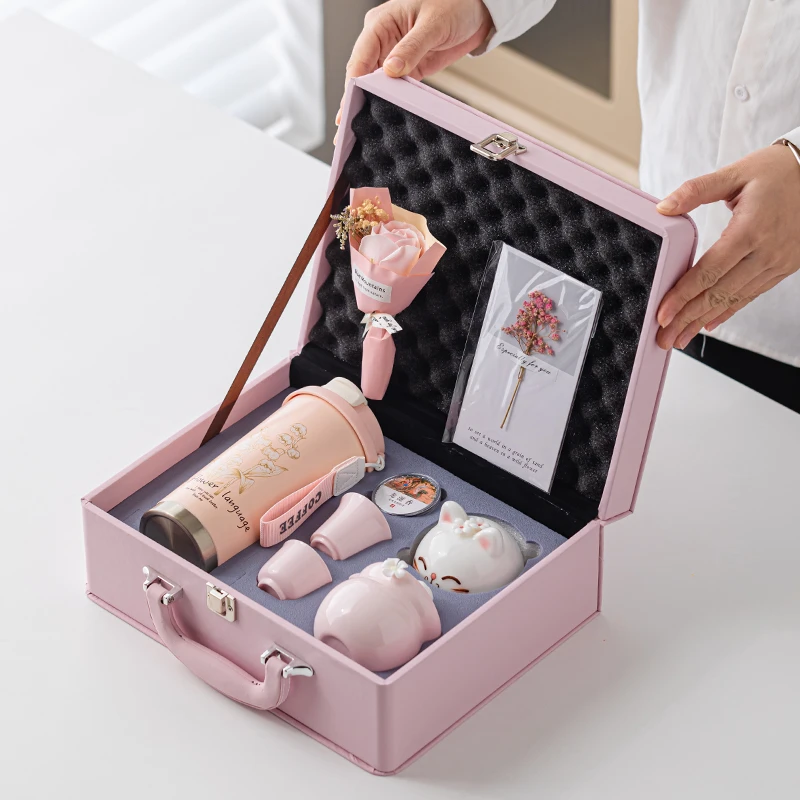 粉色捏花茶具闺蜜茶具套装