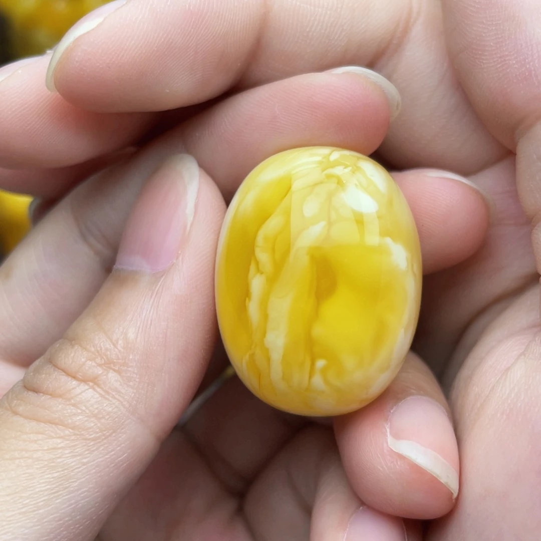 琥珀颈饰未镶嵌俄料橘金浓蜡瓷白妖花枣珠