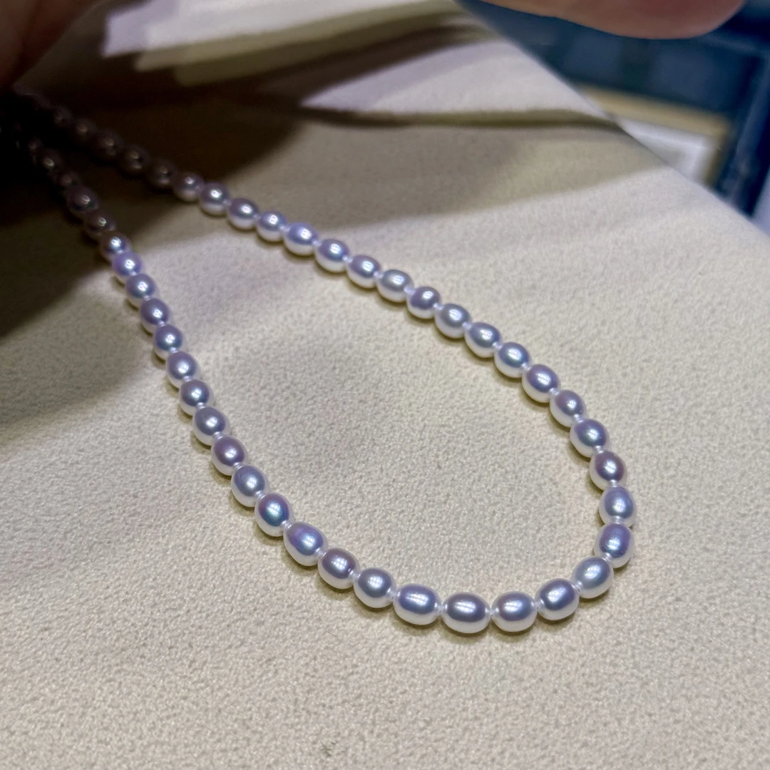 【星洛珠宝】4-5mm淡水极光炫彩米型项链