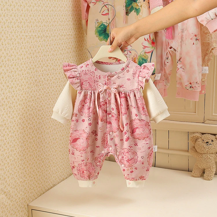 婴儿外出衣服宝宝满月连体衣爬服公主春秋款哈衣洋气百天超萌