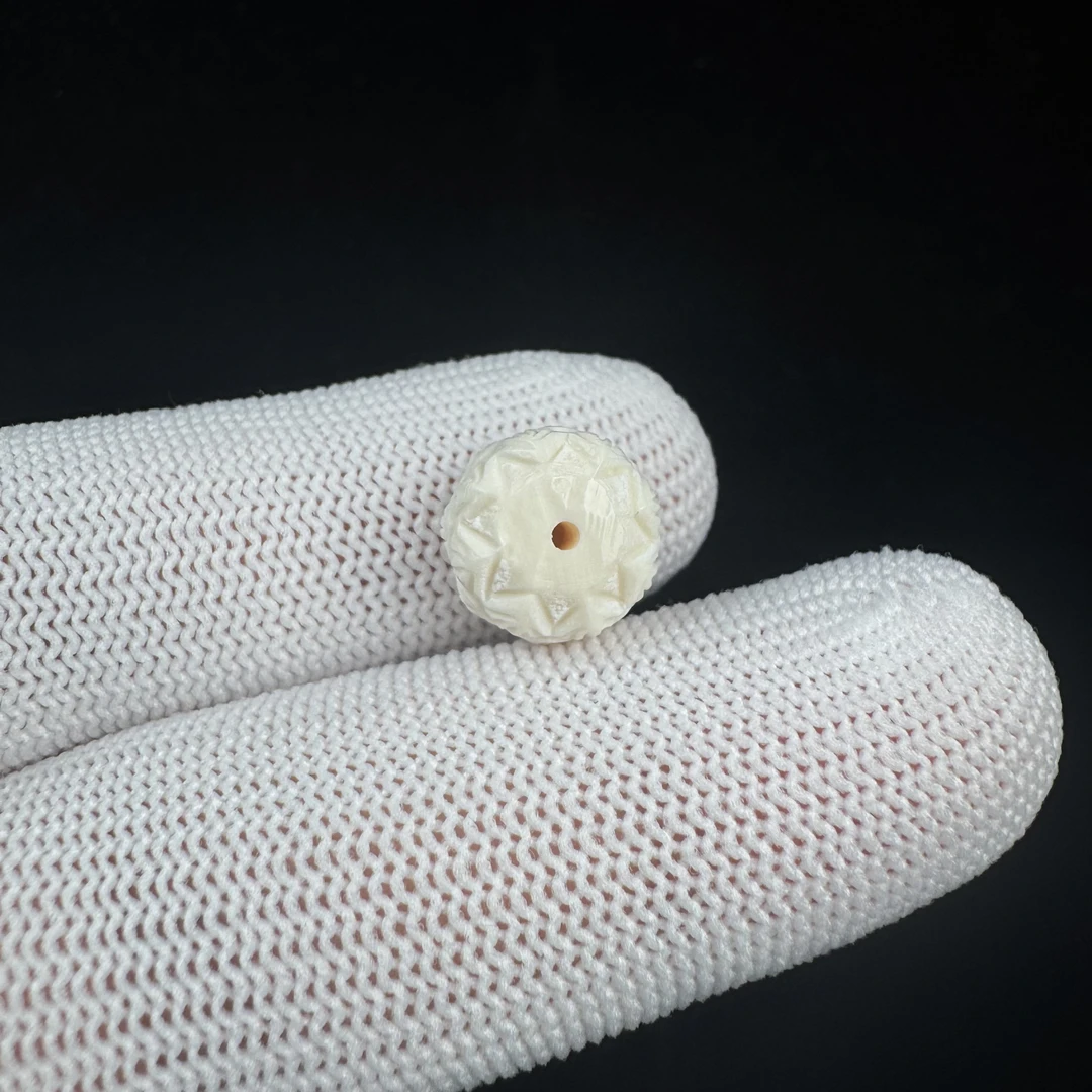 K1155天然猛犸牙莲花珠12*9mm一物一图 假一罚十