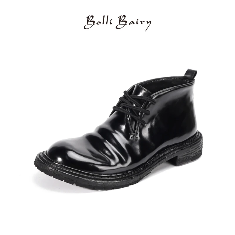 BolliBairy寳麗百瑞中邦男鞋皮鞋马臀皮复古固特异手工皮鞋男靴子