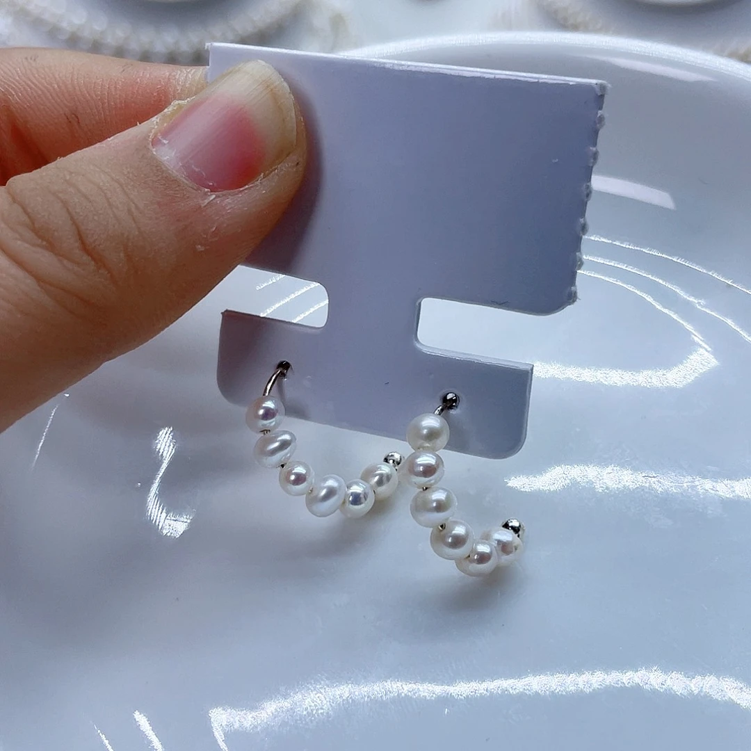 银S925镶嵌耳饰淡水珍珠