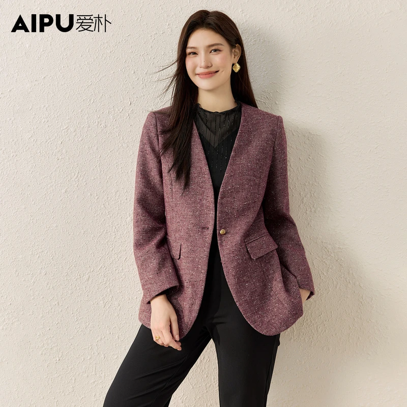 18667爱朴大码女装春季新品遮肉西服女款爆款显瘦高级感时尚西装
