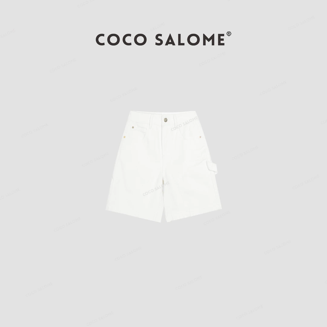 COCO SALOME⑥【椰子冻】100%棉夏季拼接宽松设计牛仔短裤1885