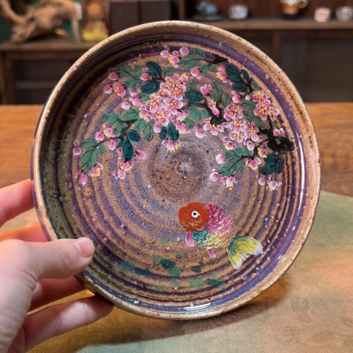 柴烧纯手工手绘陶瓷