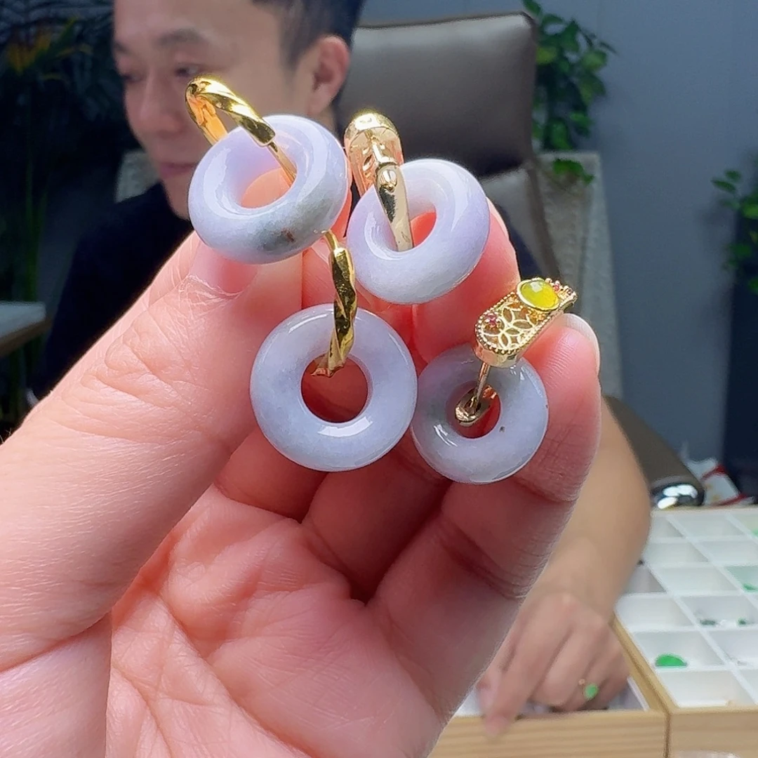 翡翠银S925镶嵌耳饰多样性发货其一