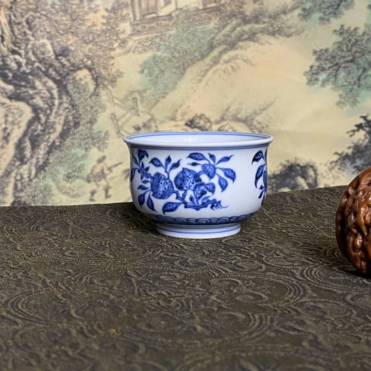 仿明折枝三多纹炉式杯青成弘器