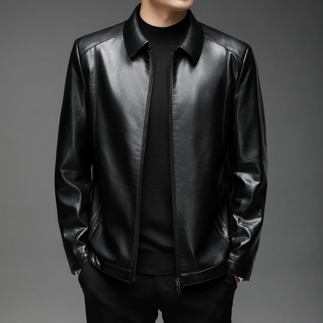 【新人体验】海宁男士春季立翻领真皮山羊皮休闲商务百搭夹克外套