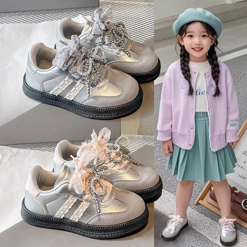 ABC女童德训鞋儿童运动鞋蕾丝蝴蝶结女孩休闲鞋子春秋款宝宝童鞋