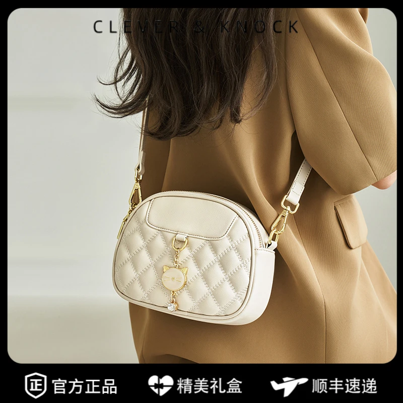 CleverKnock包2025新款女包高级感时尚单肩包通勤小圆包大容量斜