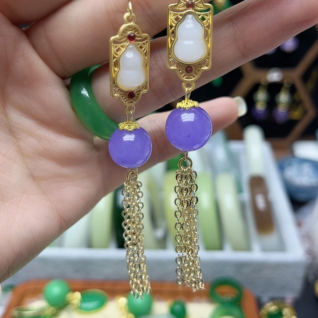 翡翠未镶嵌耳饰流苏