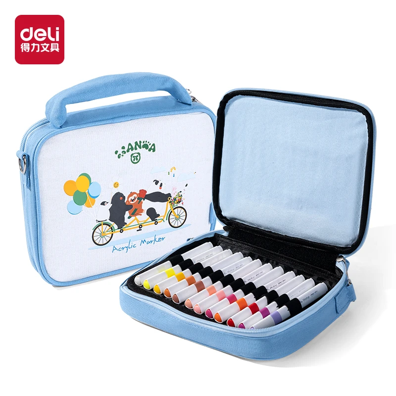 叶得力HM344-24果冻包三角杆丙烯马克笔(混)(24色/袋)