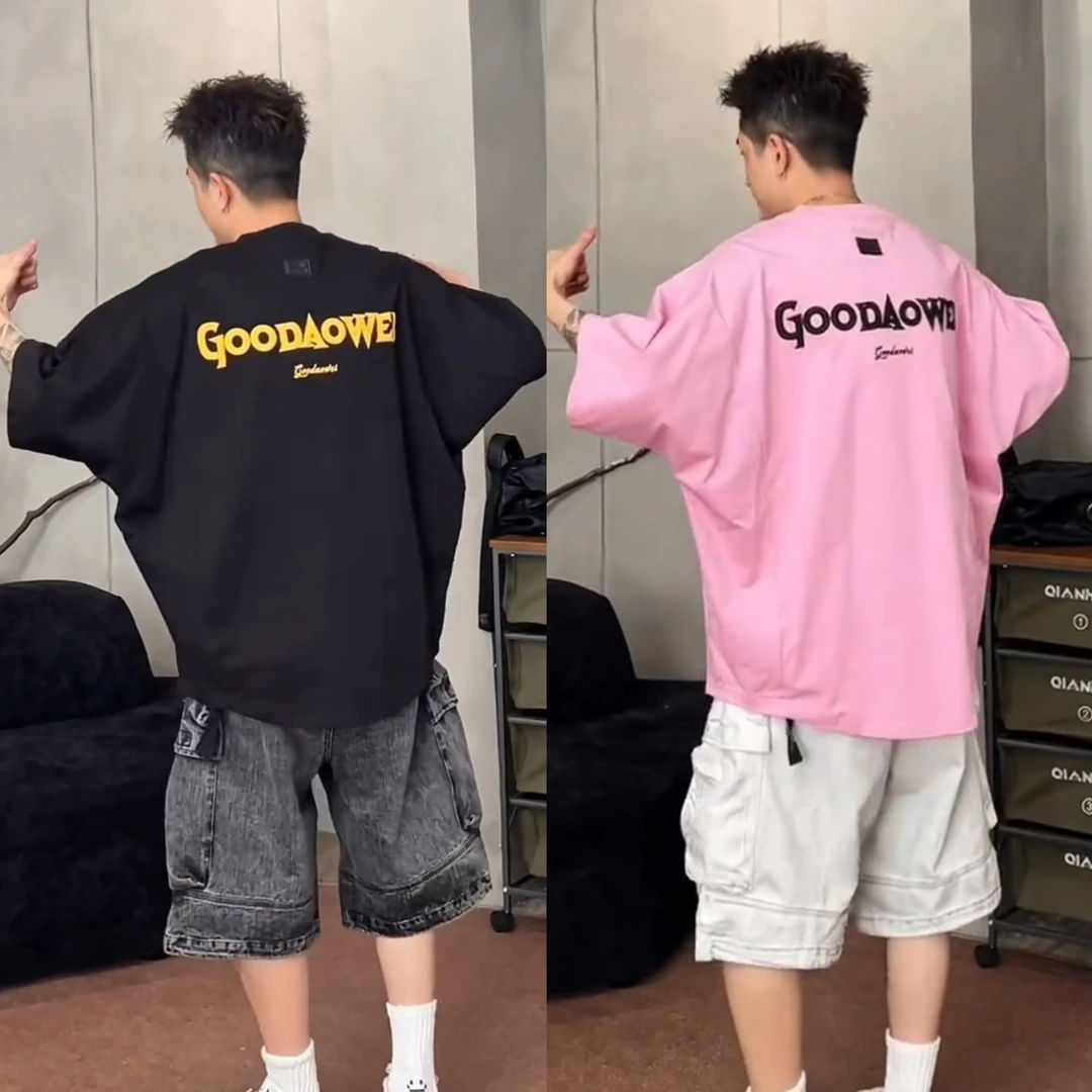 【到位男装】25ss春夏300g美式休闲时尚百搭简约字母蝙蝠短袖T恤