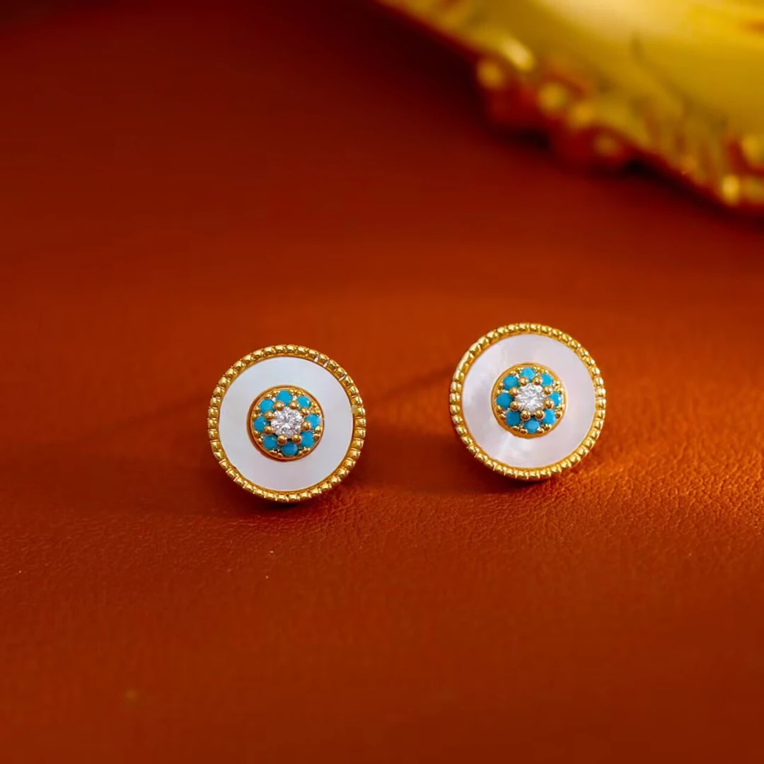 铜合金耳饰 《货号7257》简约精致罗盘耳钉