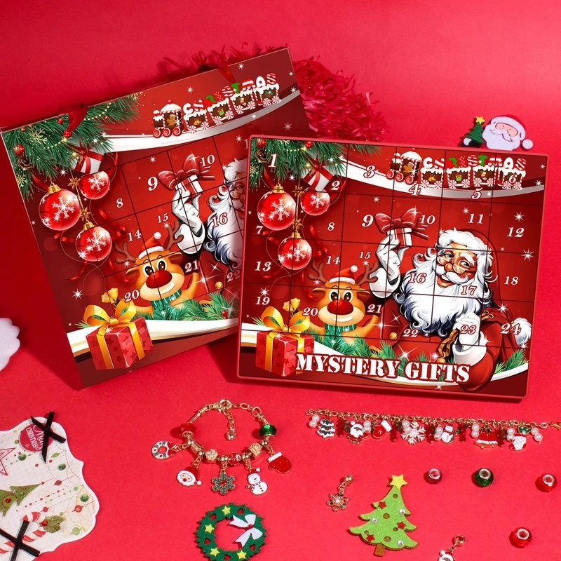 圣诞节手链diy水晶串珠手工饰品圣诞老人盲盒送女孩礼物圣诞氛围