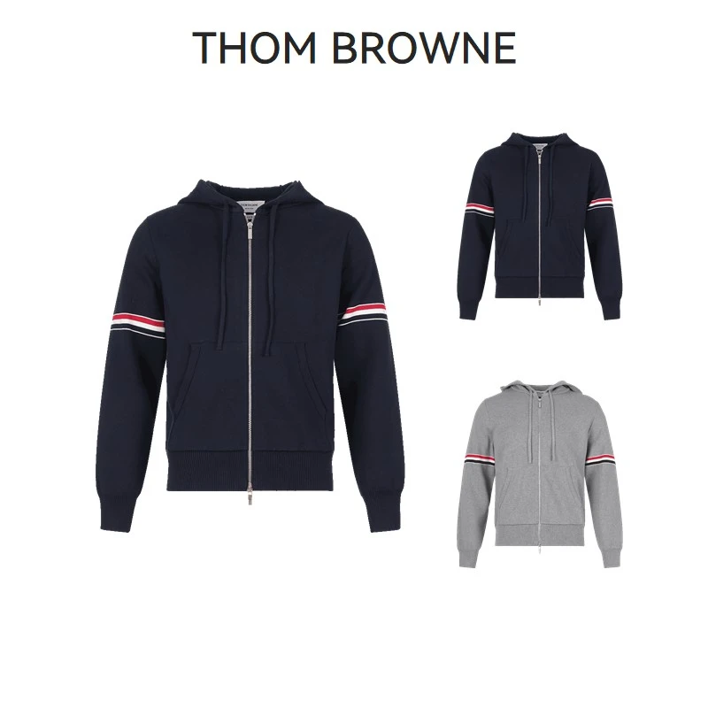 Thom Browne汤姆·布朗 男士棉质连帽拉链针织衫开衫MKT008A Y3007