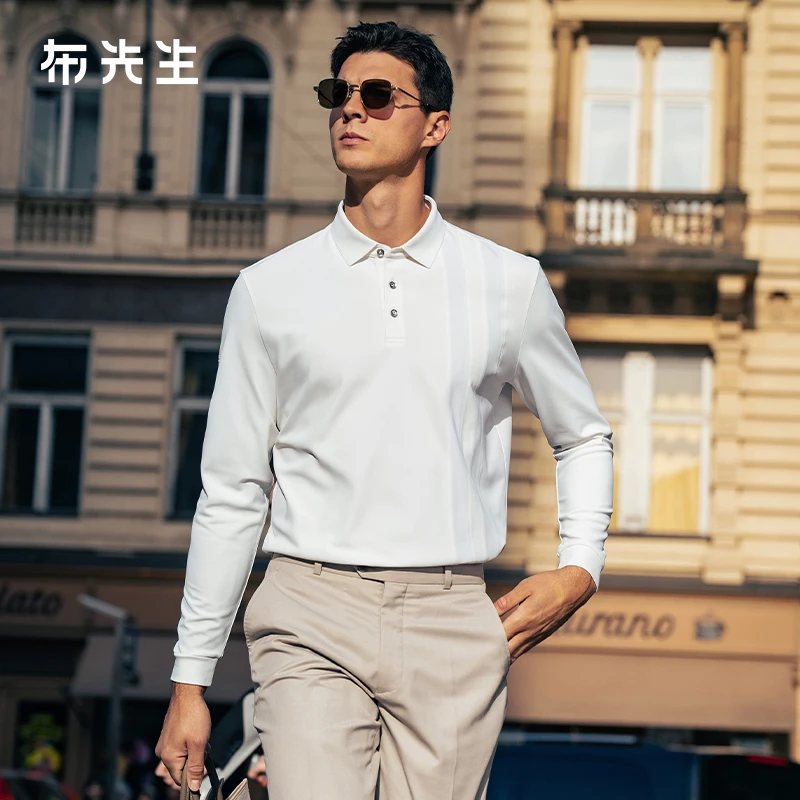 Mr.Bu布先生速干长袖T恤衫立体印花设计秋冬男商务POLO衫BT16860