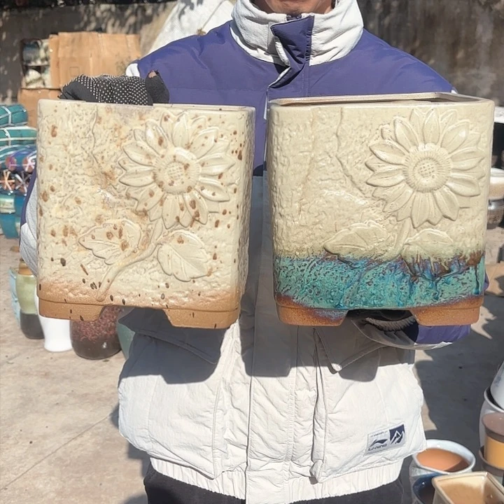 红陶方两个口径19高度19