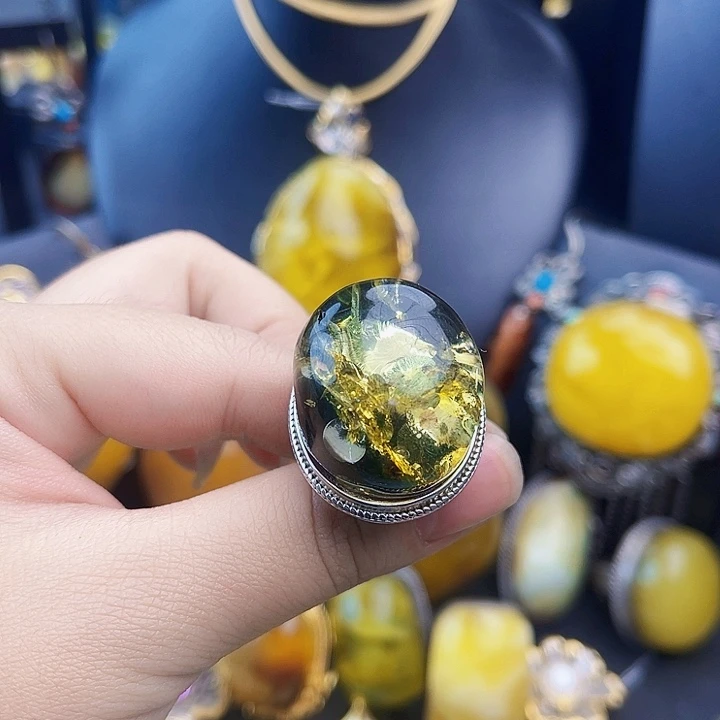 琥珀银S925镶嵌裸石